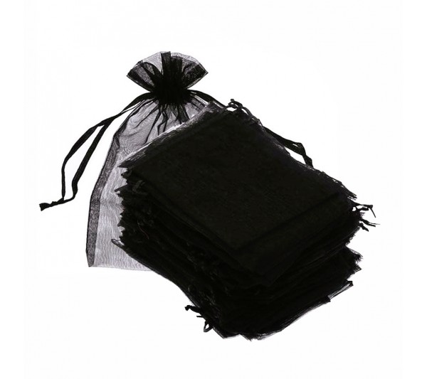 Black Organza Drawstring Pouch 4" X 5"   (12 Pieces/One Dozen)